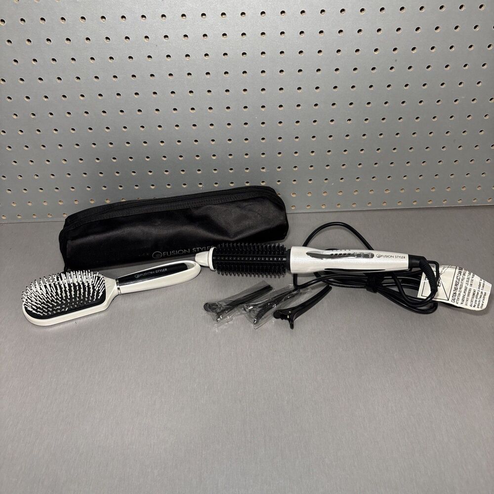 Fusion Styler LN-305B Heated Round Brush Set 3/4" Barrel Case Clips Tested